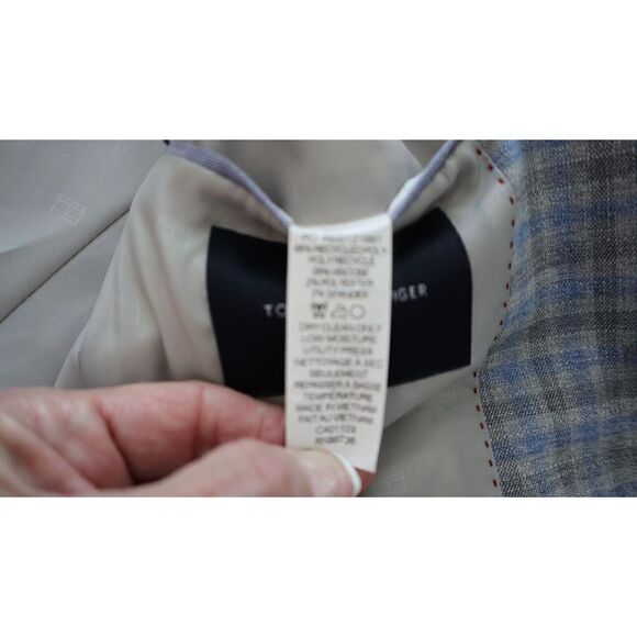 Tommy Hilfiger Mens Sz 36R Gray/Light Blue Check The Flex Modern-Fit Blazer $295 - Picture 8 of 14